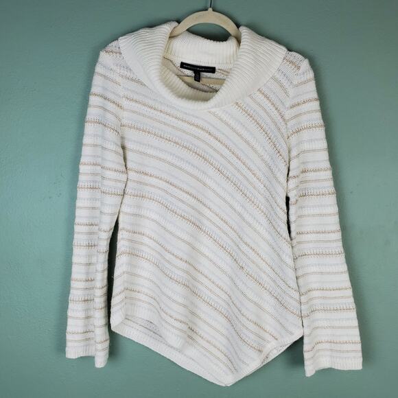 White House Black Market Asymmetric Hem Striped Cowl Pullover Sweater Size Small - Picture 1 of 7